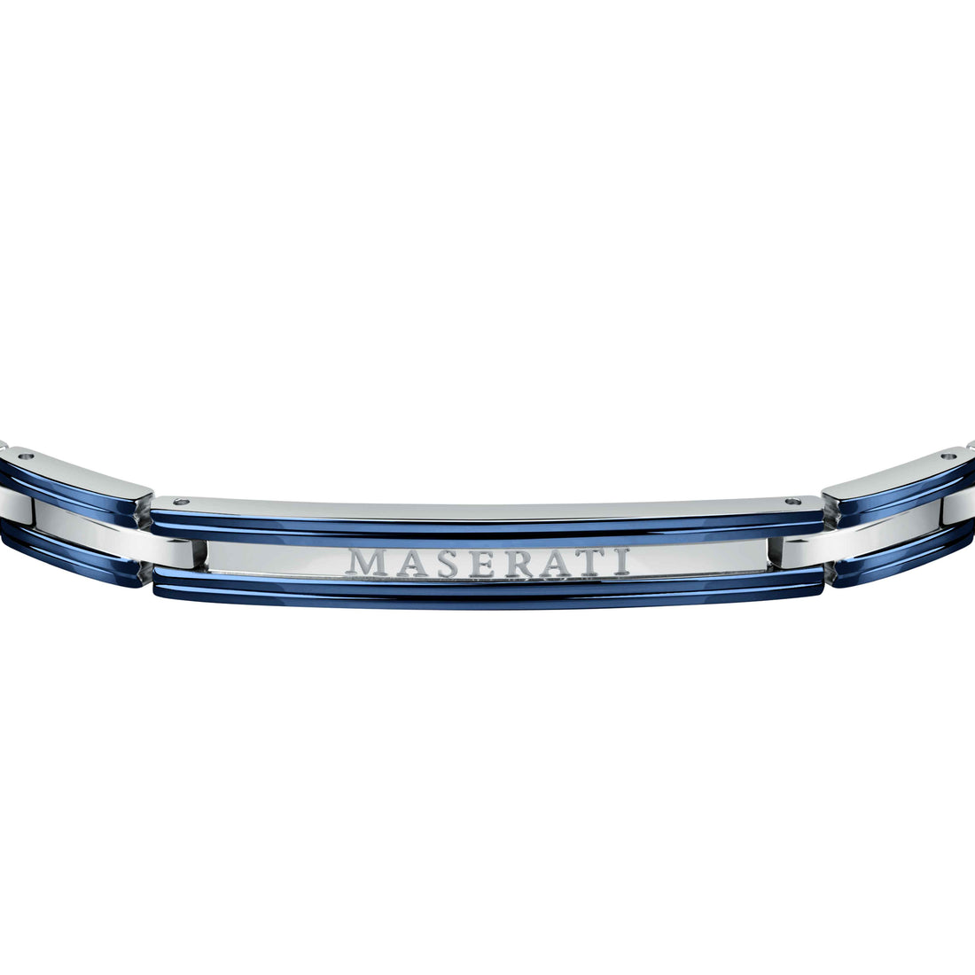 Bracciale Uomo Maserati Acciaio Bicolore Blu Logo Centrale Semirigido JM421ATK11