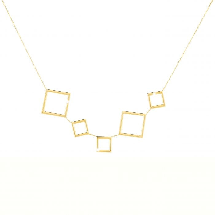Collana Donna Rebecca Ludi Bronzo Placcato Oro Cinque Quadrati BLUKBO03