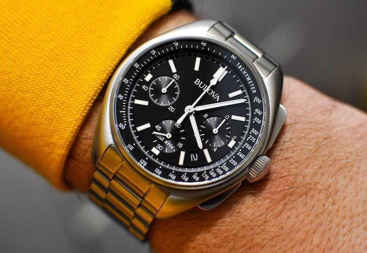 Orologio Uomo Bulova Quarzo Cronografo Lunar Pilot Nero Acciaio Data 96B258