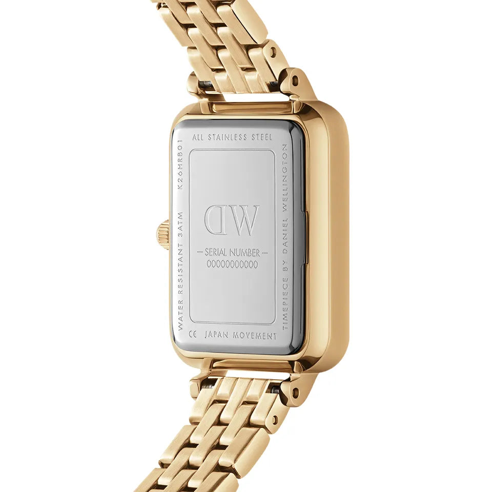 Orologio Donna Daniel Wellington Quadro Acciaio Dorato 5-Link Bianco DW00100622