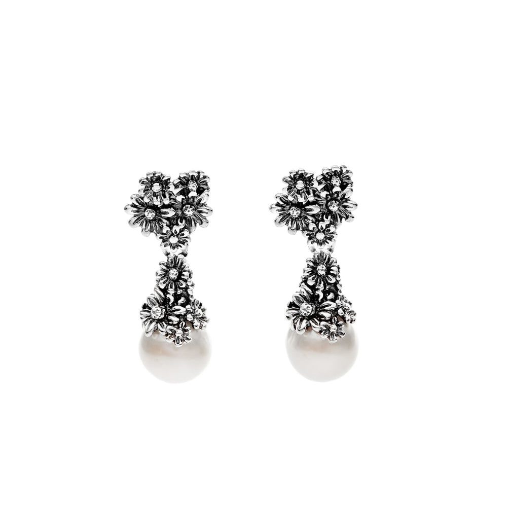 Orecchini Donna Giovanni Raspini Argento 925 Perle Drops Margherite 11102