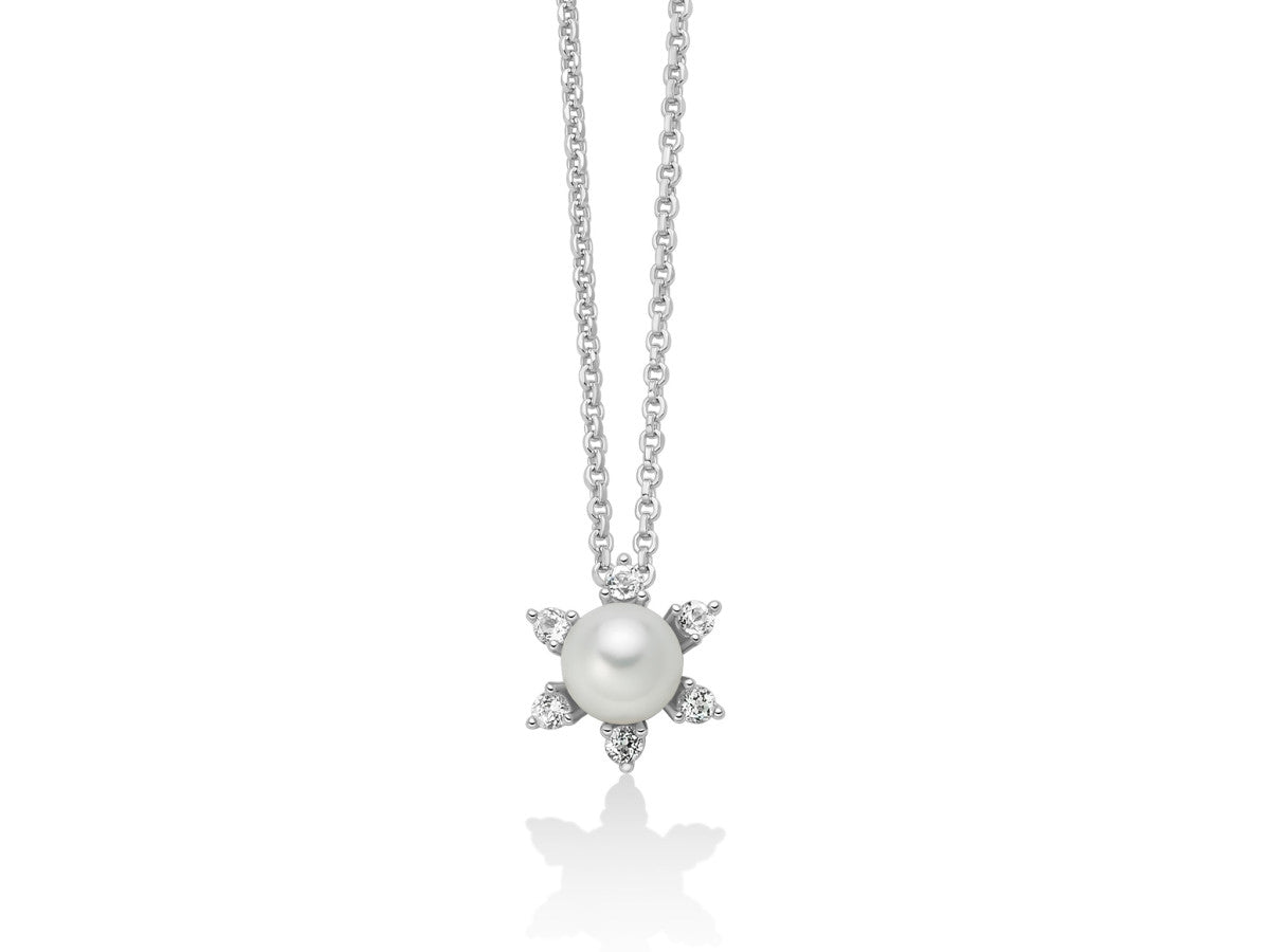 Collana Donna Miluna Perle Argento 925 Sole Pietre Topazio Bianco PCL6719