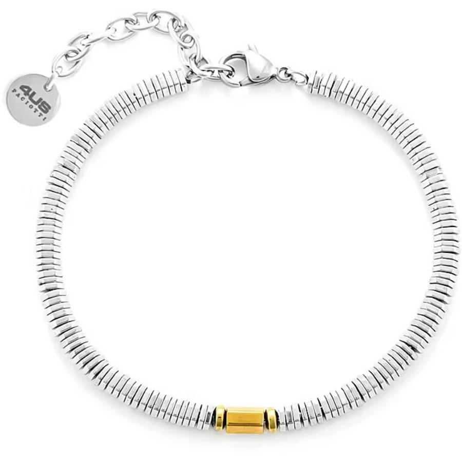 Bracciale Uomo 4US Cesare Paciotti  acciaio ed ematite bianca e grigia 4UBR6420