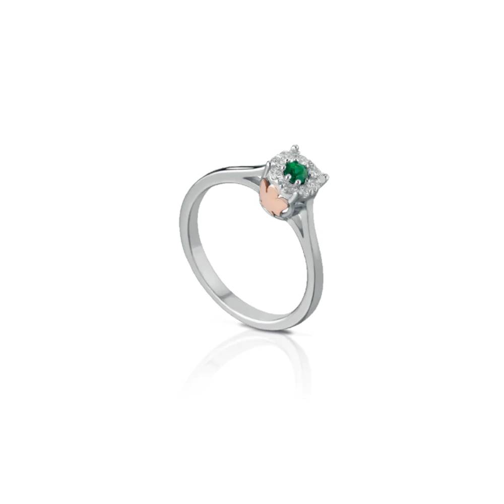 Anello Donna Roberto Giannotti Oro 9 KT Diamanti Bianchi Smeraldo Verde LUX202S