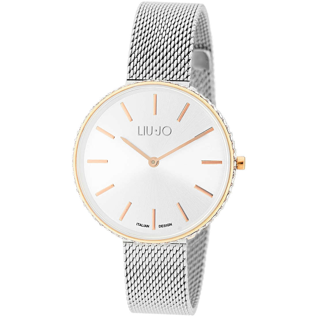 Orologio Donna Acciaio Liu Jo Glamour Globe Zirconi Quarz Rosè Bianco Solo Tempo