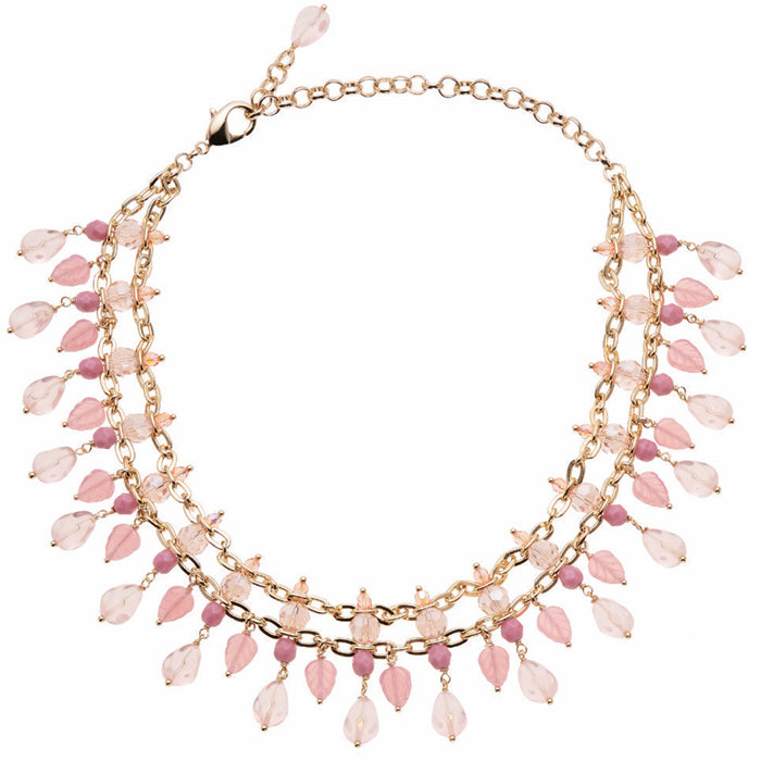 Collana Donna Ottaviani Choker Dorato Cristalli Perline Rosa 501365C