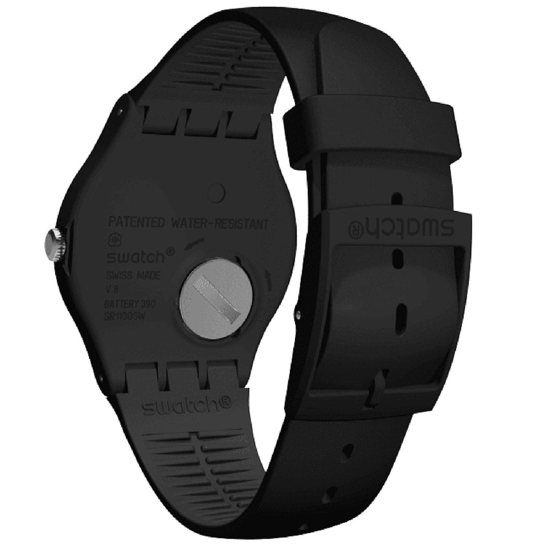 Orologio Uomo Gomma Resina Swatch Quarzo Solo Tempo Nero Twice Again SUOB705