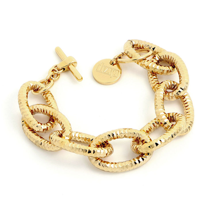Bracciale Donna Unoaerre Bronzo Dorato Sfaccettato Catena Anelli Ovali 512559