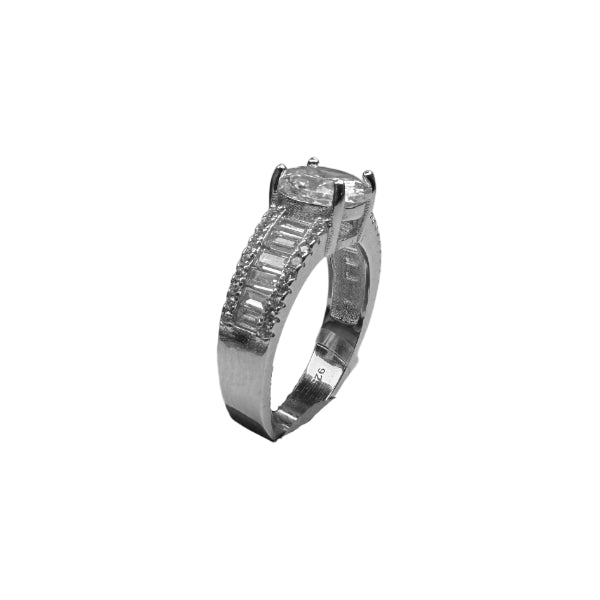 Anello Donna Solitario Baguette Zirconi Argento 925 Misura 14 AN-DJV-7