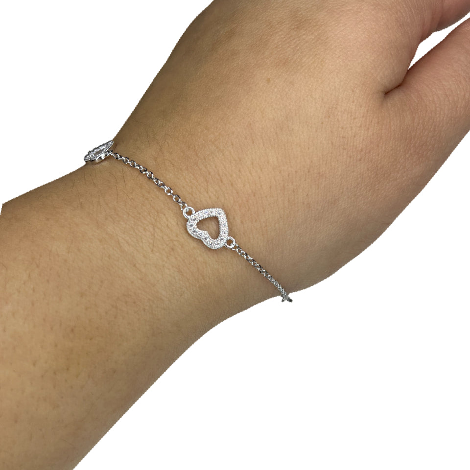 Bracciale Donna Re Mida Argento Cuori Zirconi BR-Djv-4
