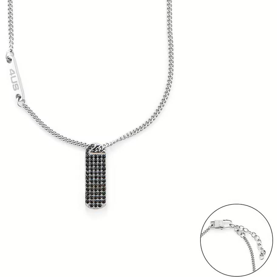 Collana Uomo 4US Cesare Paciotti Acciaio Bianco zirconi Neri 4UCL6346