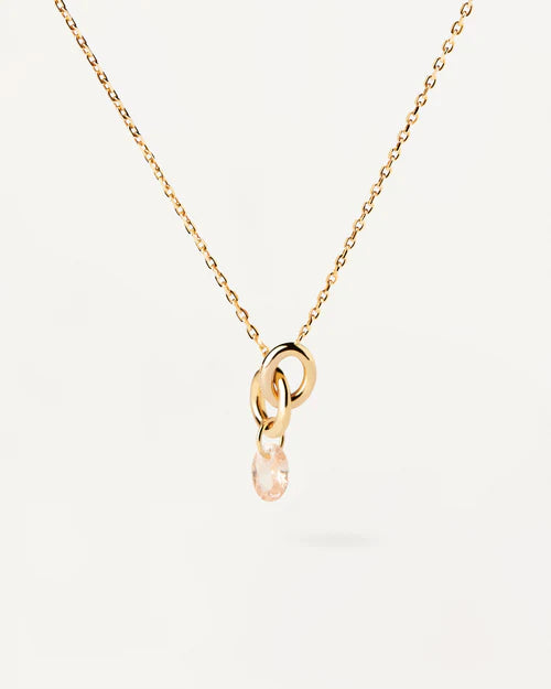 Collana Donna PDPaola Argento Dorato 925 Zircone Rosa Pesca CO01-844-U