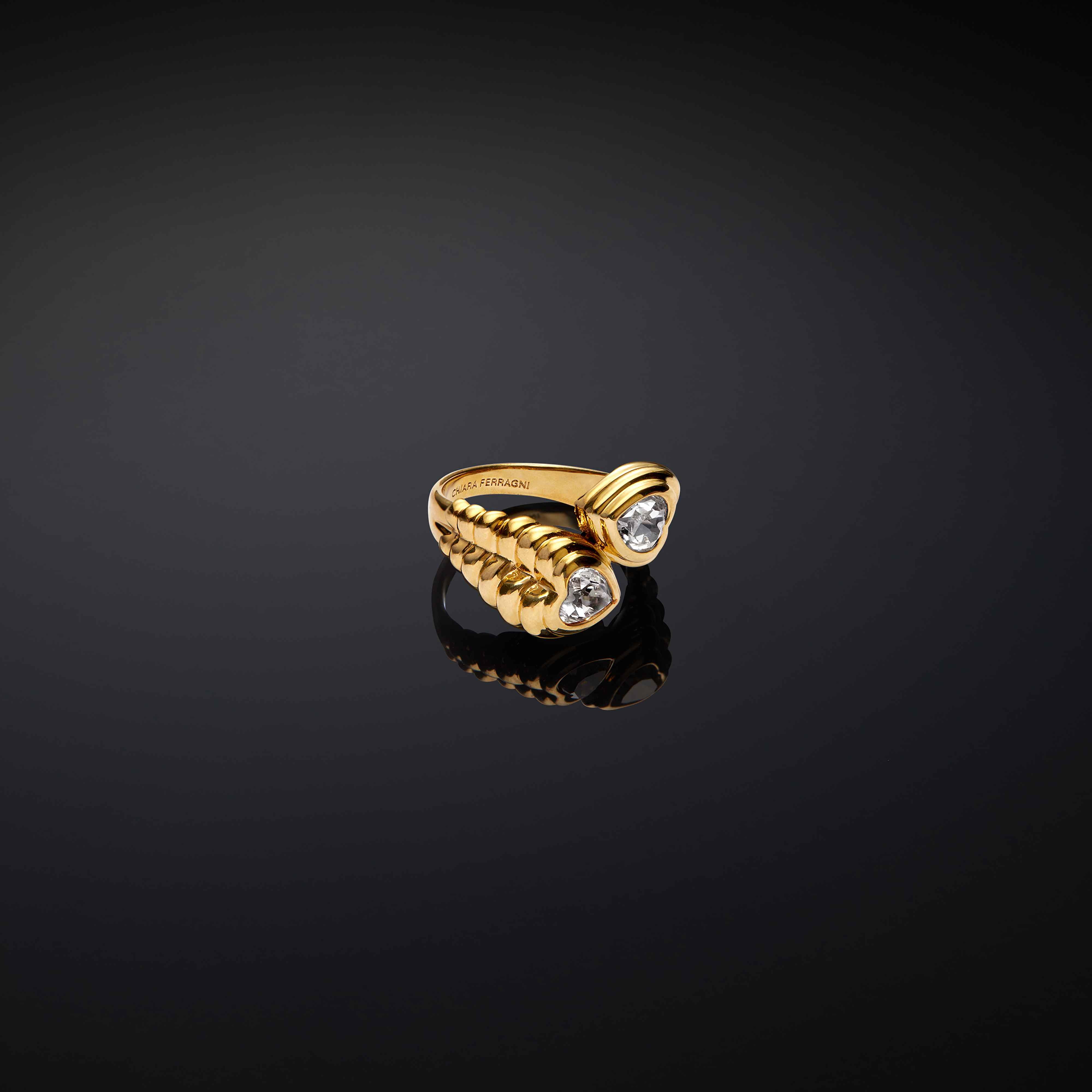 Anello Donna Chiara Ferragni Acciaio Dorato Cuori Grandi Intreccio J19AXP13016