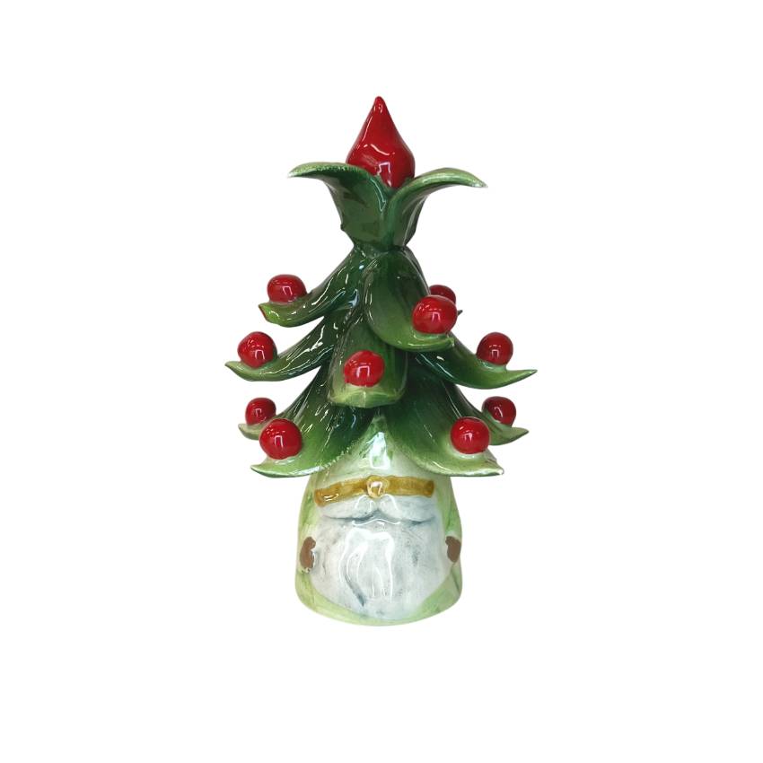 Gnomo Albero di Natale Capodimonte Verde Bocciolo 14 cm CAP13