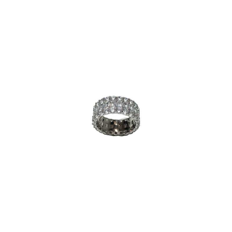 Anello Donna Re Mida Argento 925 Zirconi Bianchi Baguette Misura 12 Fascia-5/12