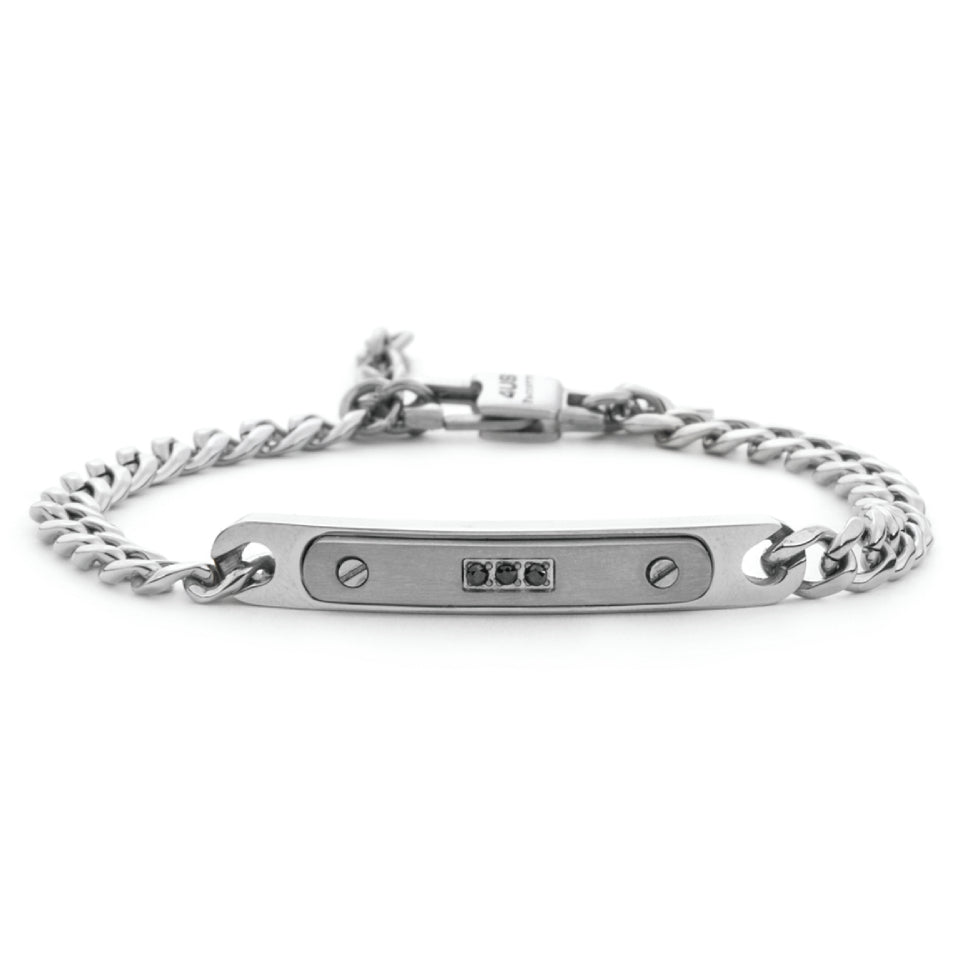 Bracciale 4US Cesare Paciotti Uomo Acciaio Zirconi Neri 4UBR7856