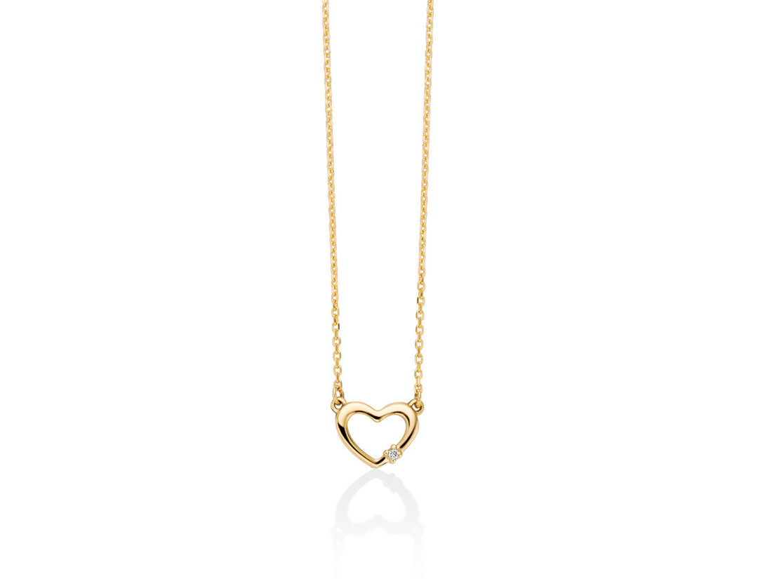 Collana Donna Miluna Girocollo Oro Giallo 9 KT e Diamanti Cuore CLD4687X