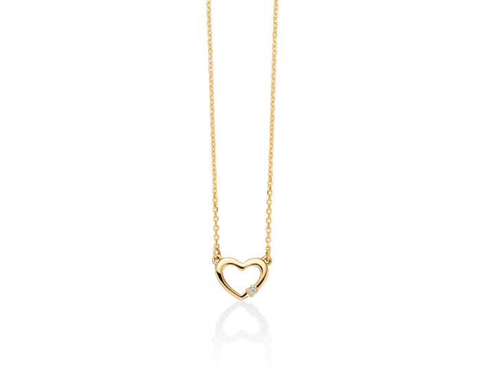 Collana Donna Miluna Girocollo Oro Giallo 9 KT e Diamanti Cuore CLD4687X