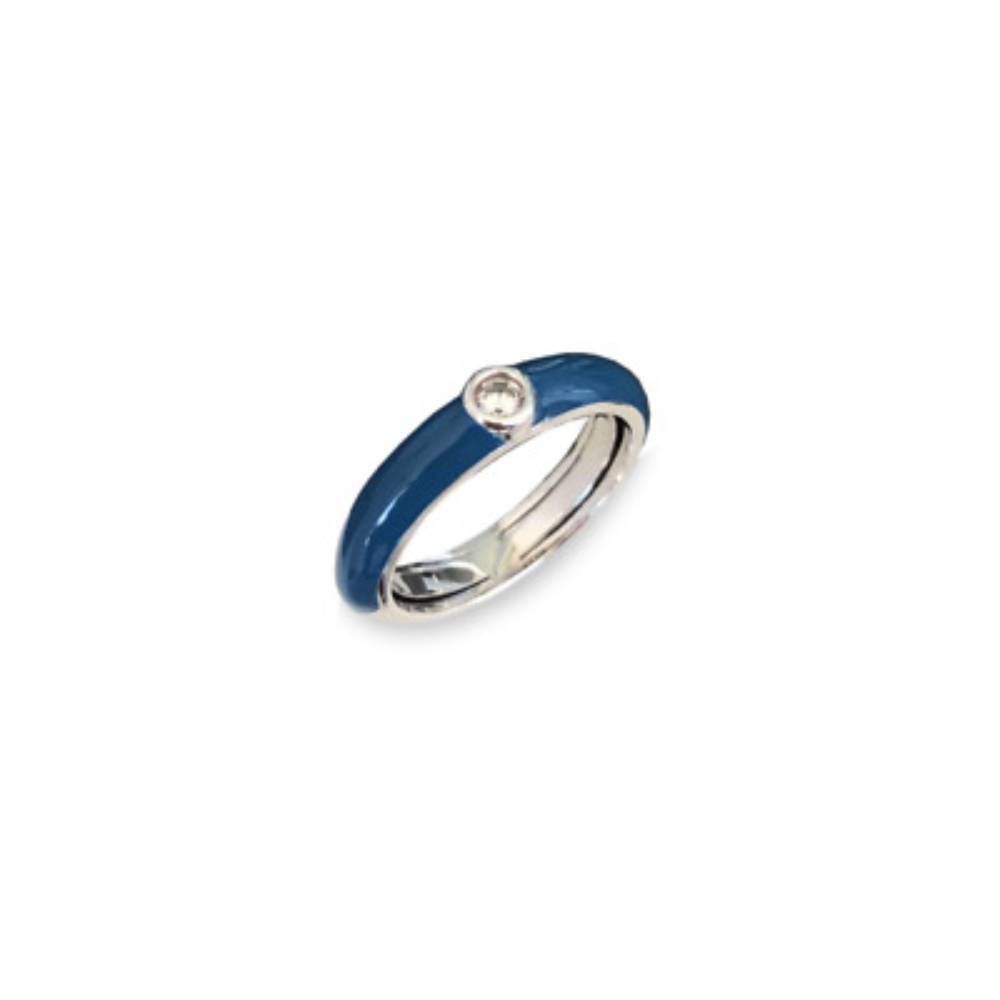 Anello Donna Labrioro Argento 925 Easy Blu Con Zircone Bianco Misura M 1032/B
