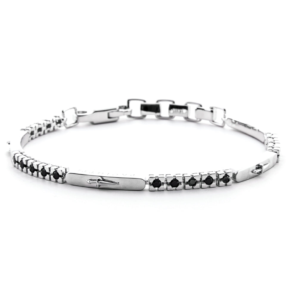 Bracciale Uomo Cesare Paciotti Tennis Argento Spinelli Neri JPBR5085B