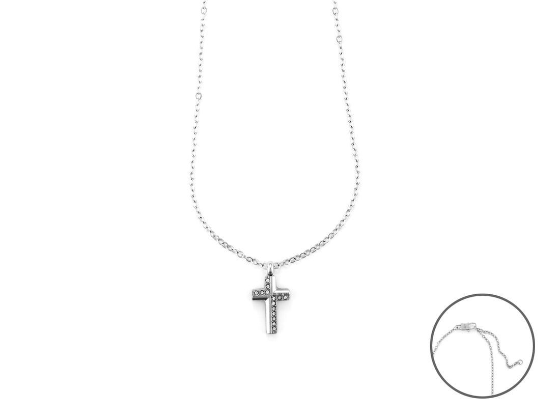 Collana Uomo 4US Cesare Paciotti Acciaio Croce zirconi bianchi 4UCL6721