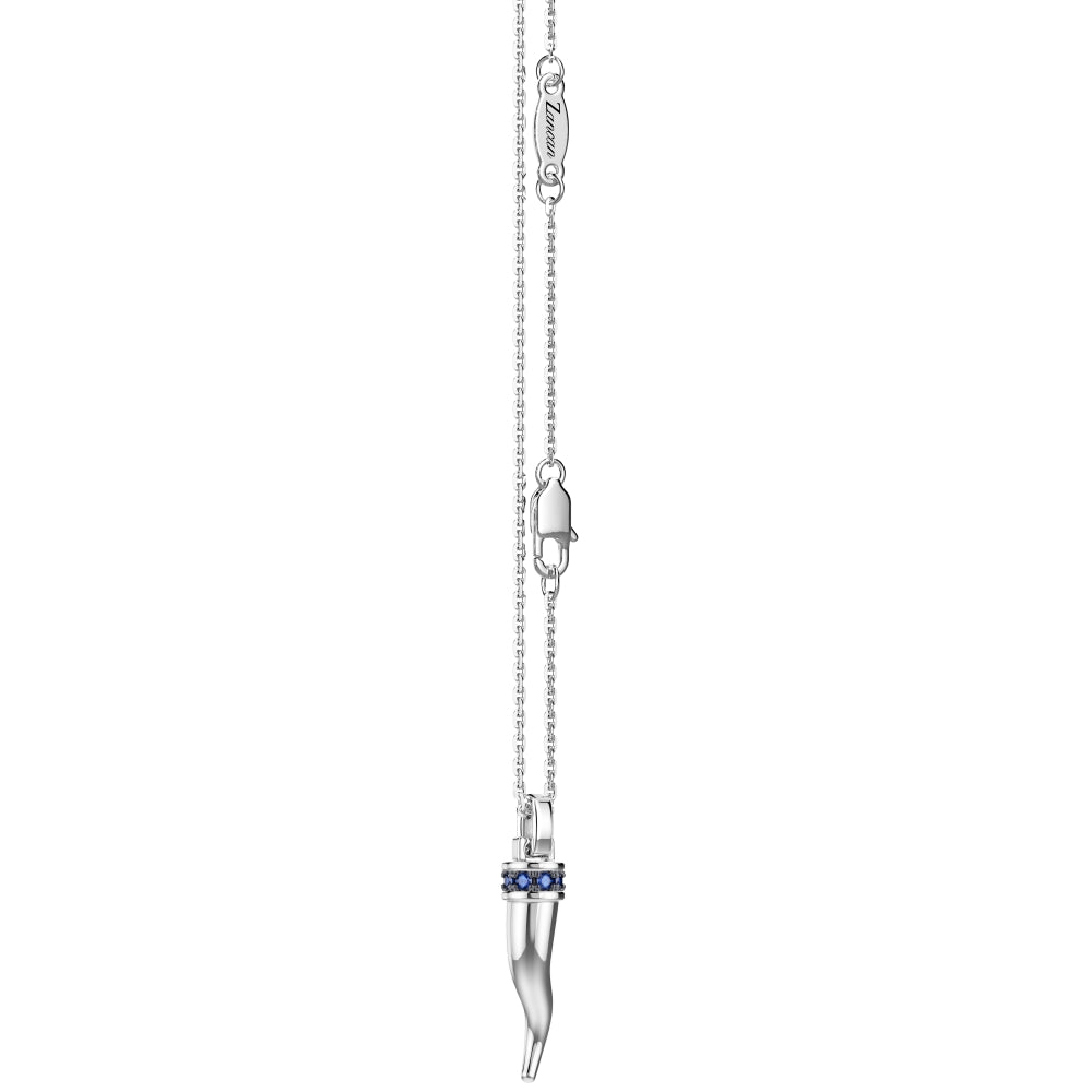 Collana Uomo Zancan Argento 925 Corno Pendente Zirconi Blu ESC186-BL