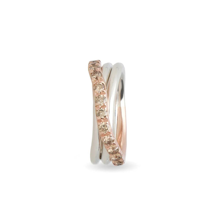 Anello Donna Filodellavita Rubinia 3 Fili Argento Oro Rosa 9 KT mis 15 AN322ARBR