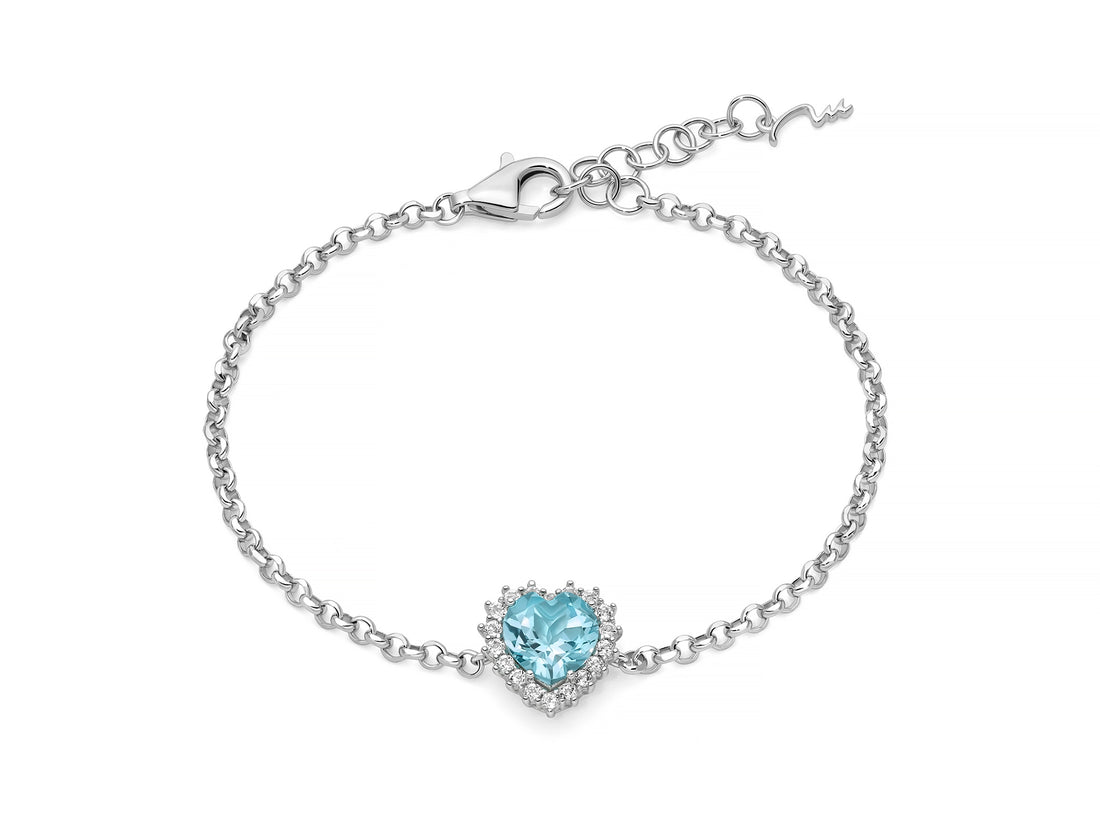 Bracciale Donna Miluna Argento 925 Topazio Azzurro cuore BRD1102