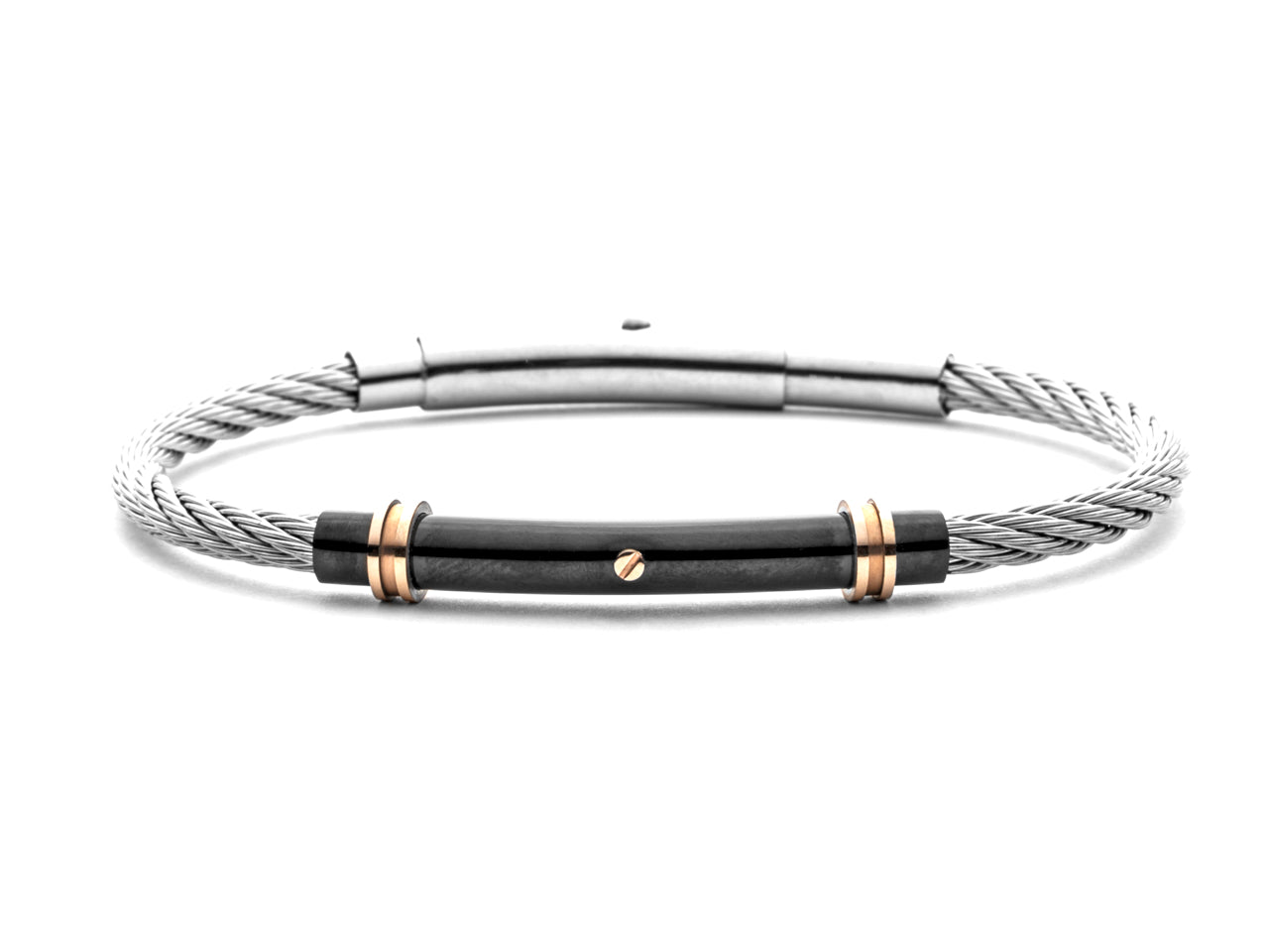 Bracciale Uomo 4US Cesare Paciotti Acciaio Intrecciato Rigido Cilindro 4UBR5650