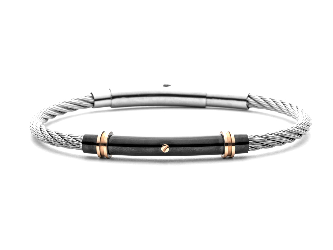 Bracciale Uomo 4US Cesare Paciotti Acciaio Intrecciato Rigido Cilindro 4UBR5650
