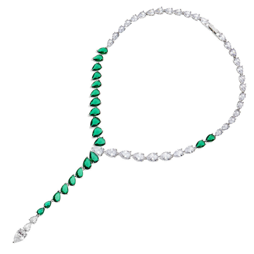 Collana Donna Ottaviani Bronzo Tennis Goccia Zirconi Bianchi Verdi 500912C