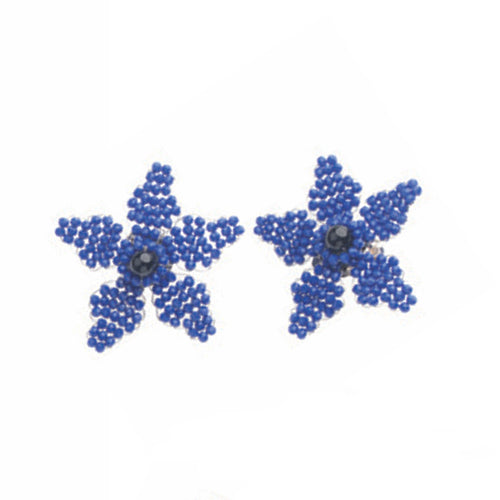 Orecchini Donna Ottaviani Fiore Foglie Micropietre Blu 500138O