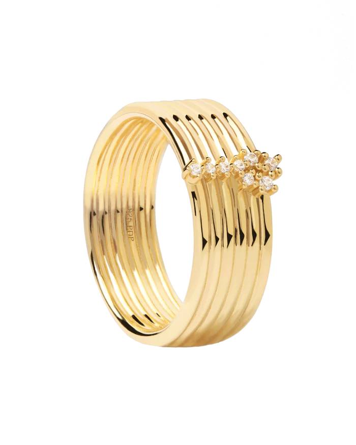 Anello Donna PDPaola Argento Dorato 925 Zirconi Bianchi AN01-614-14