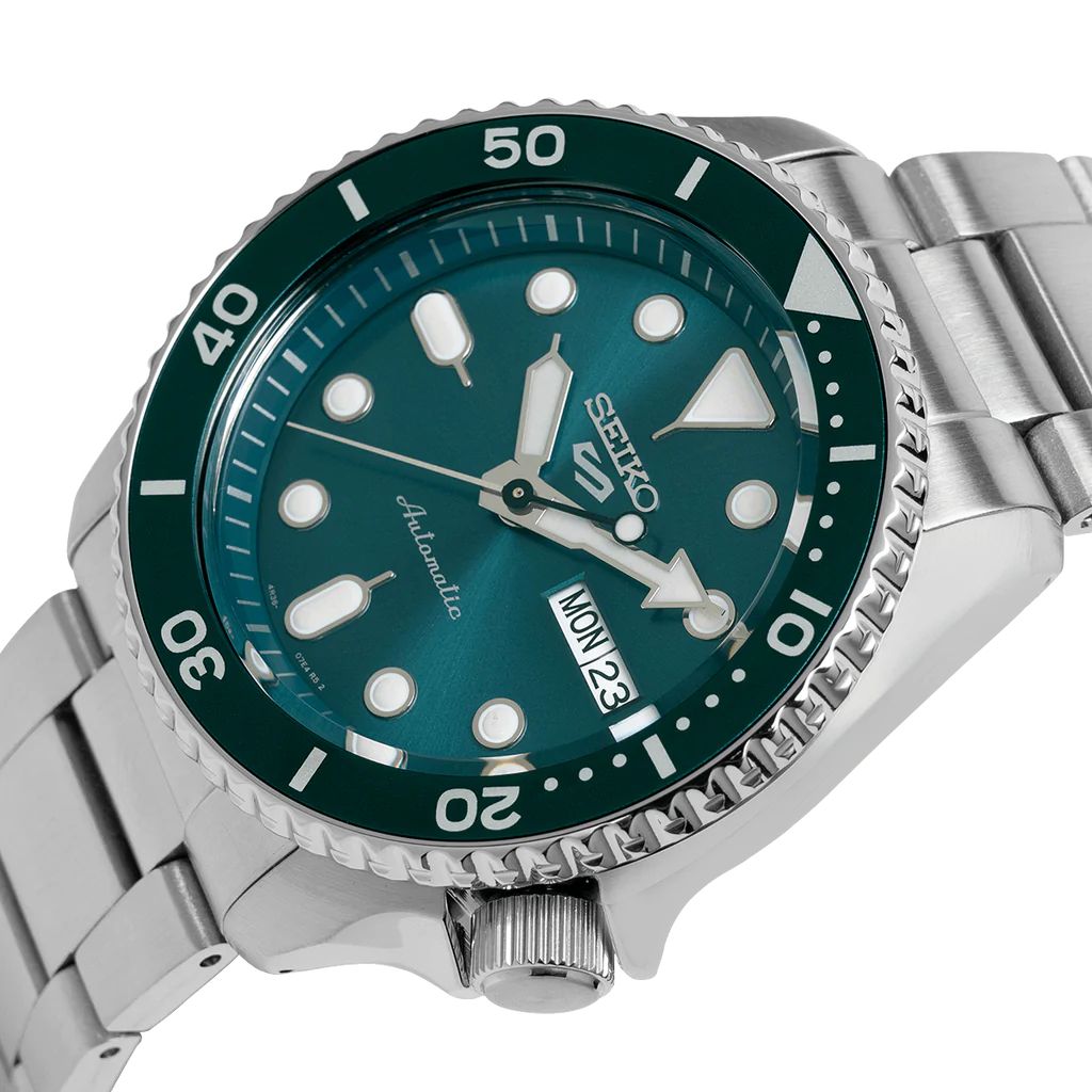 Orologio Uomo Seiko 5 Sport Automatico Doppia Data Acciaio Verde SRPD61K1