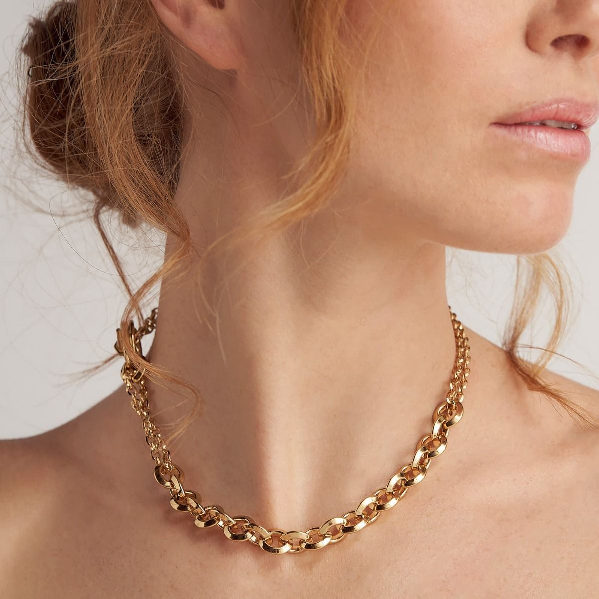 Collana Donna Unoaerre Bronzo Dorato Catena Anellini Chiusura T-Bar 540200