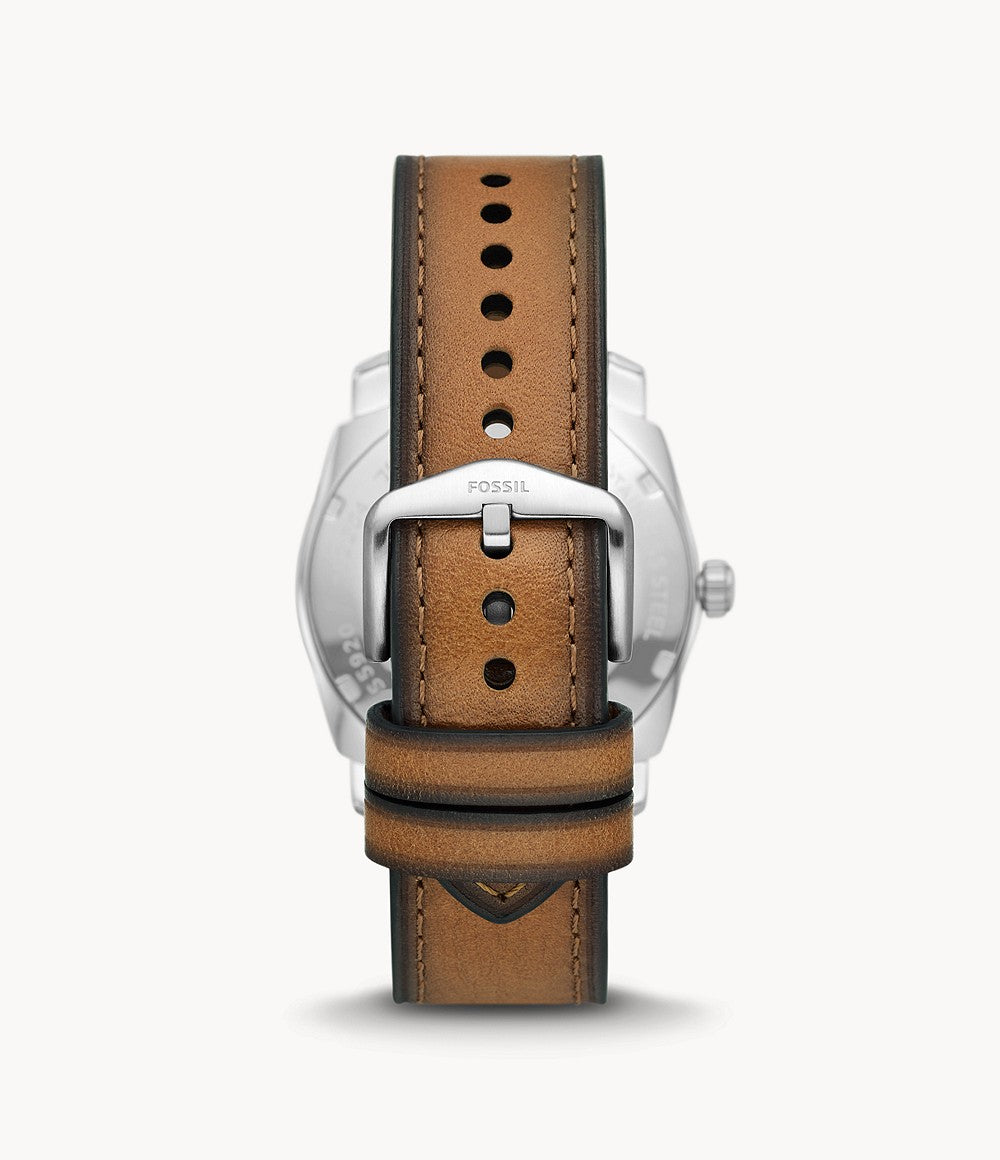 Orologio Uomo Fossil Acciaio Pelle Quarzo Solo Tempo Doppia Data FS5920