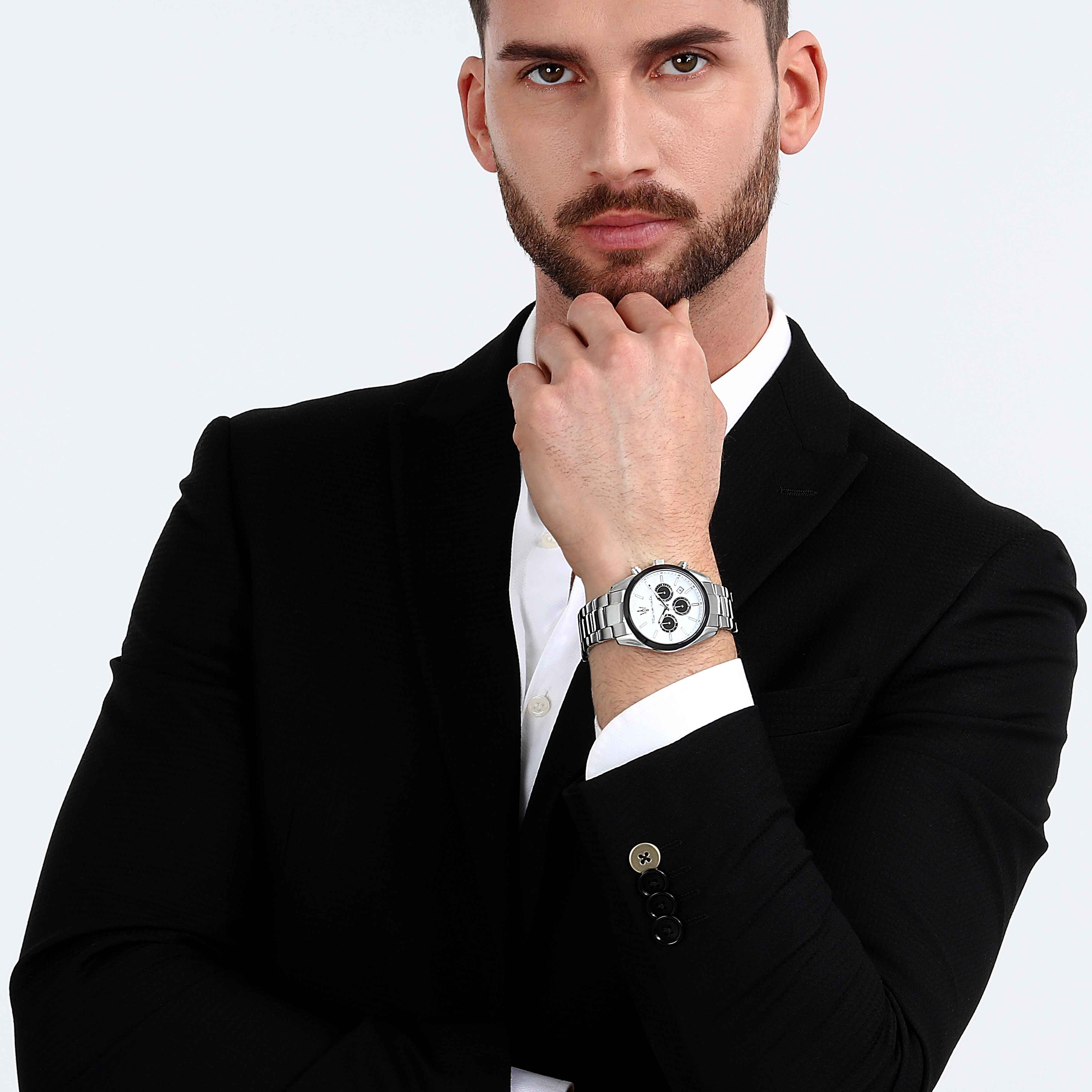 Orologio Uomo Maserati Acciaio Lucido Quarzo Cronografo Bianco Data R8853151004