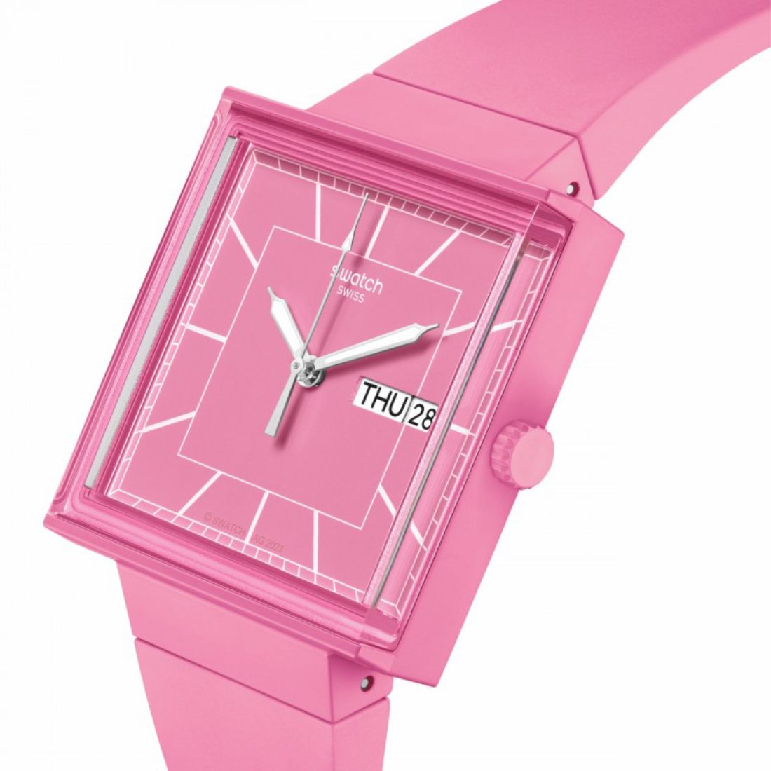 Orologio Unisex Swatch What IF Cassa Quadrata Rosa Dargen D'Amico SO34P700