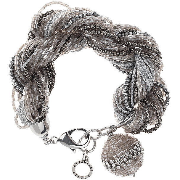 Bracciale Donna Ottaviani Biglie Grigio Tortora Intrecciate Multicolore Cuore 470579