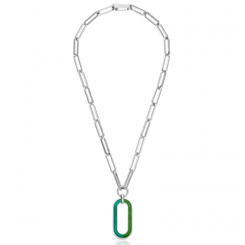 Collana Donna Unoaerre Bronzo Argentato Pendente Smaltato Verde 525606