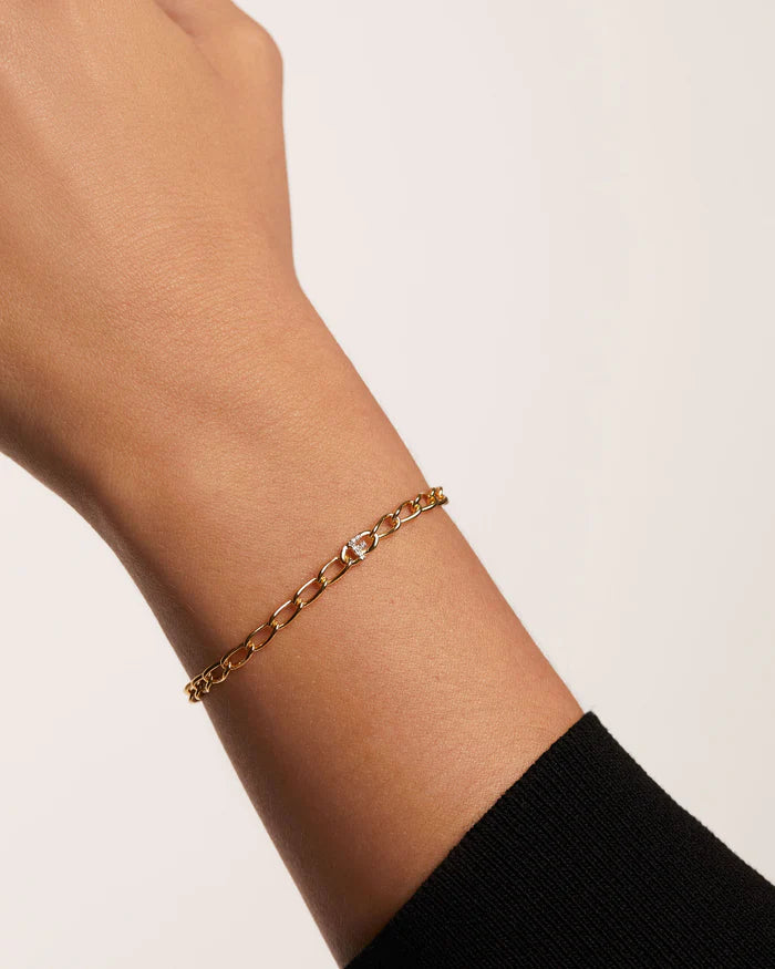Bracciale Donna PDPaola Argento 925 Dorato Catena Iniziale F Zirconi PU01-543-U