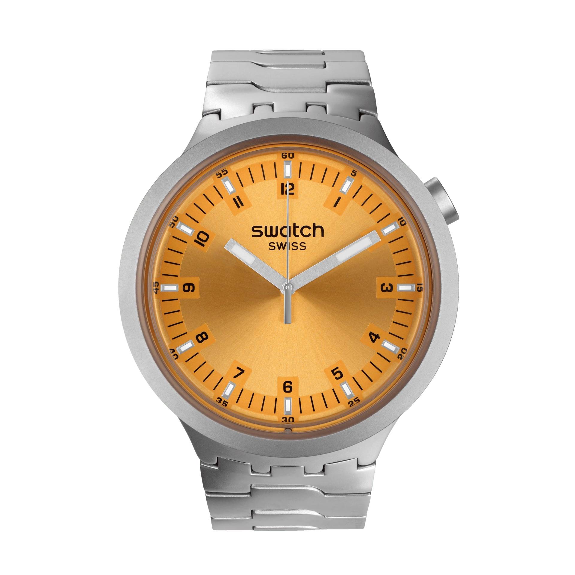 Orologio Unisex Swatch Acciaio Big Bold Amber Sheen Giallo Lucido SB07S103G