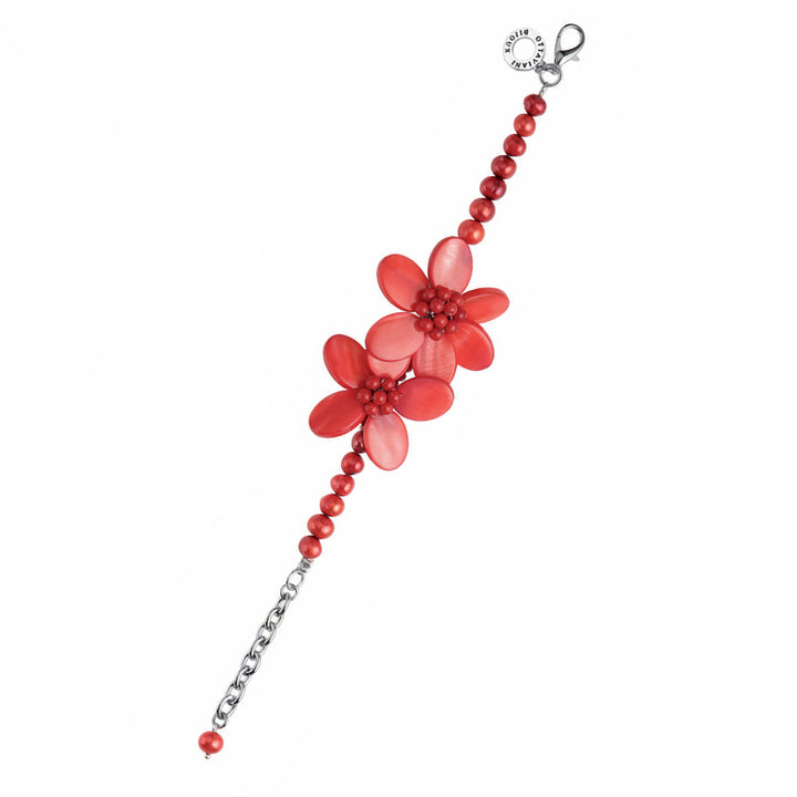 Bracciale Donna Ottaviani Madreperla Perline Fiori Rosso 501385B