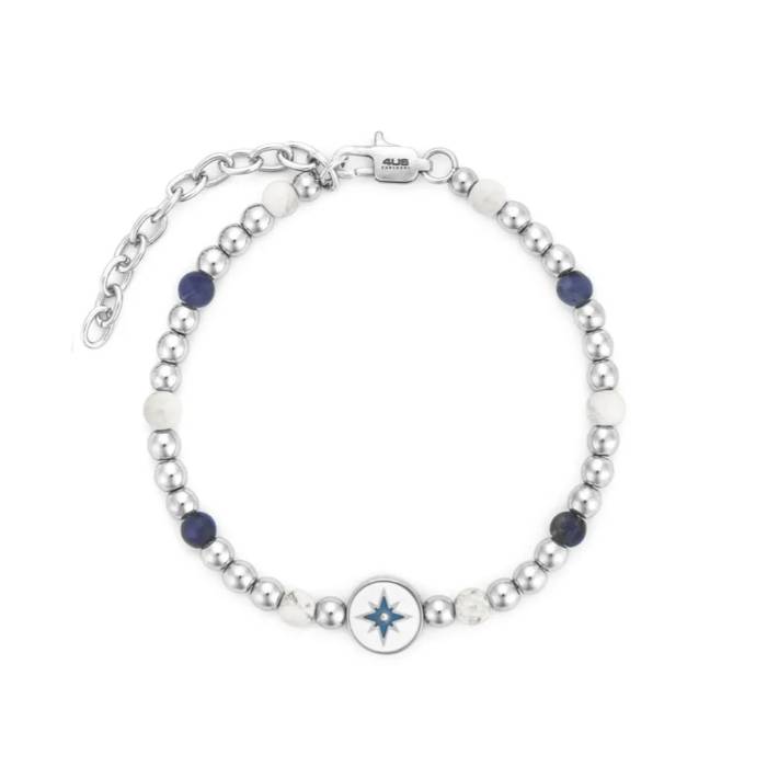 Bracciale Uomo 4US Cesare Paciotti Acciaio Rosa Dei Venti Biglie Lapis Agata 4UBR7882