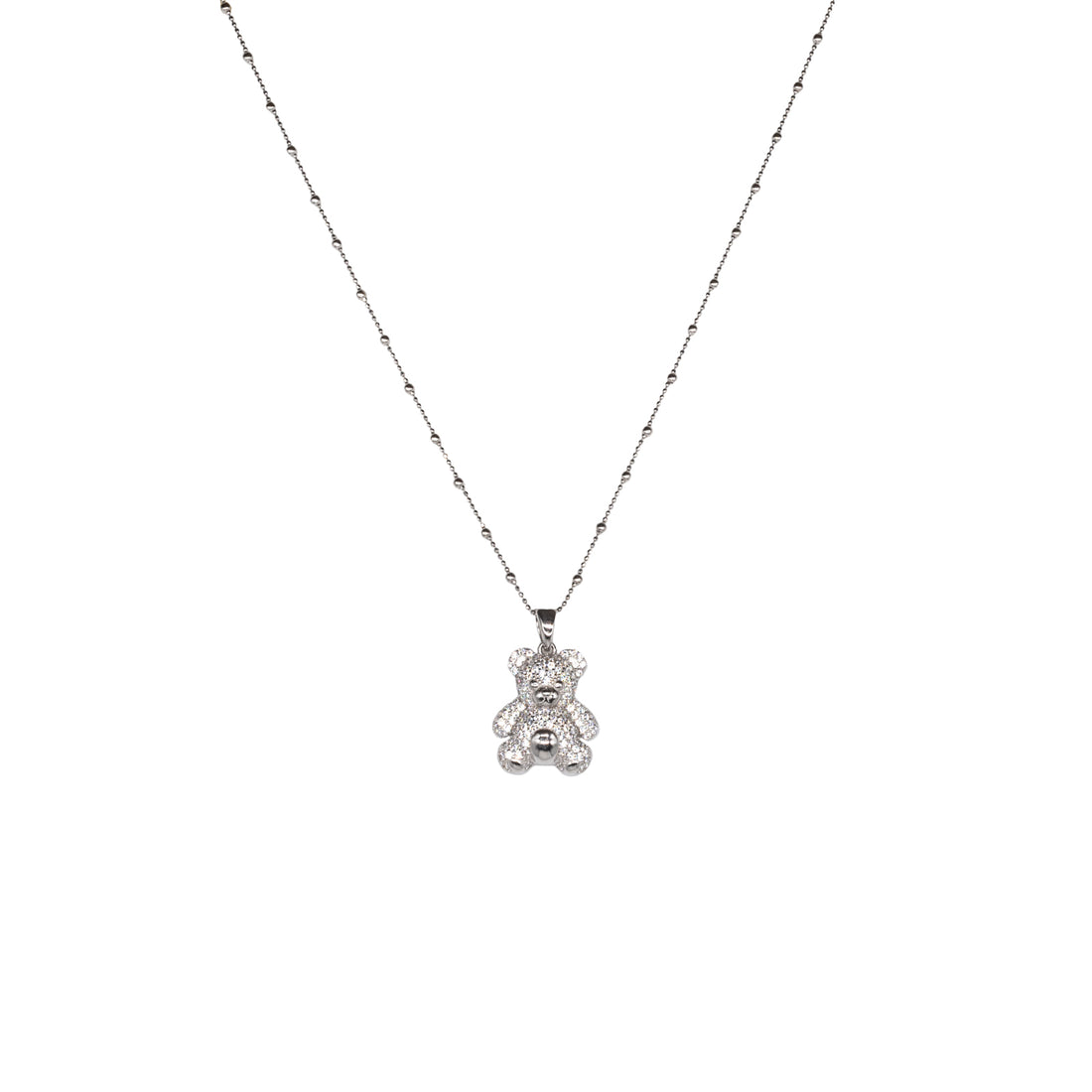 Collana Donna Re Mida Argento 925 Orsetto Zirconi Bianchi C020