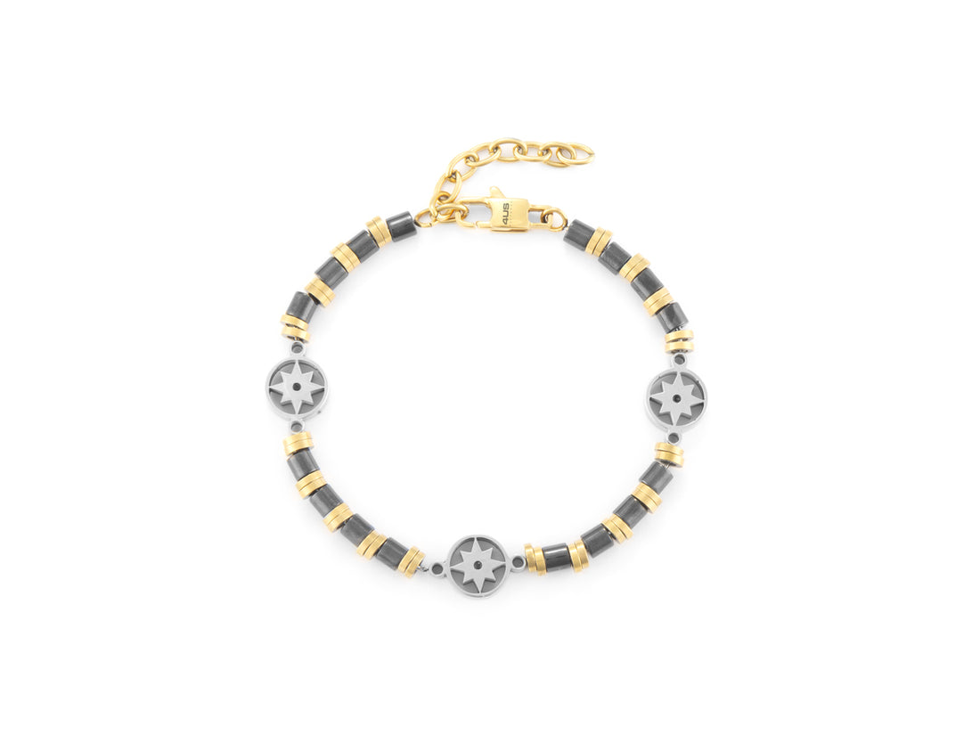 Bracciale Uomo 4US Cesare Paciotti Rosa Dei Venti  ceramica nera 4UBR6812