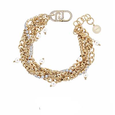 Bracciale Donna Liu Jo Acciaio Gold Multifilo Perle Zirconi LJ3075
