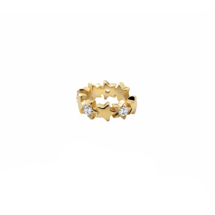 Orecchino Ear Cuff Donna Liu Jo Argento 925 Dorato Stelle Zirconi Bianchi ALJ322