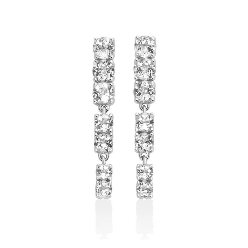 Orecchini Donna Miluna Argento 925 Pendenti Topazi Bianchi ERD3477