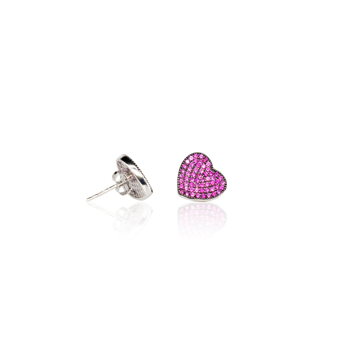 Orecchini Donna Re Mida Argento 925 Cuore Con Zirconi Rossi O017